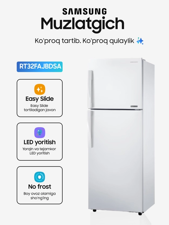 Samsung RT32FAJBD muzlatgichi, 333l, Digital Inverter, All Around Cooling, yangilik zonasi - 