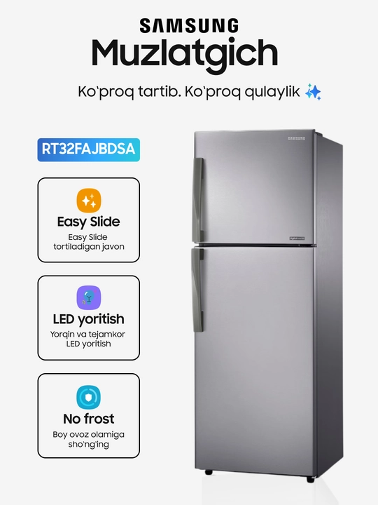 Samsung RT32FAJBD muzlatgichi, 333l, Digital Inverter, All Around Cooling, yangilik zonasi - 