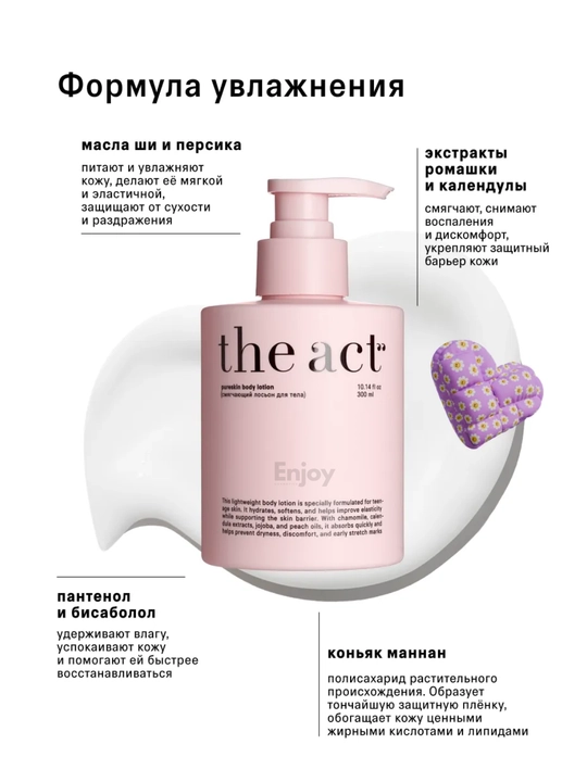 Лосьон молочко для тела The Act, увлажняющее, парфюмированное, подарочный набор