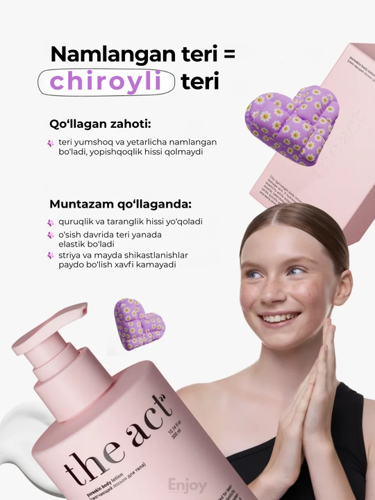 Лосьон молочко для тела The Act, увлажняющее, парфюмированное, подарочный набор