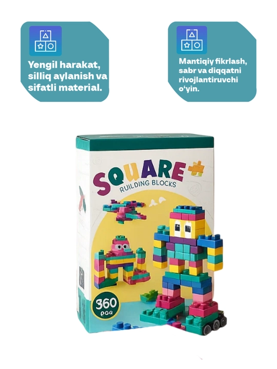 Bolalar uchun quvnoq LEGO konstruktor kreativ o‘yin va tasavvurni rivojlantiruvchi to‘plam
