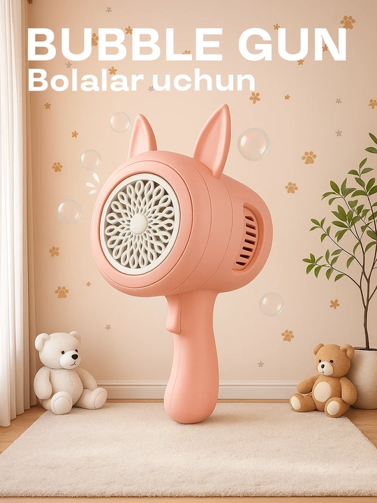 Bolalar uchun Bubble Gun o‘yinchog‘i, quvnoq sovun pufakchalari, rivojlantiruvchi o‘yin - 