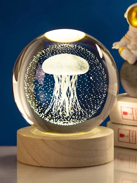 3D Хрустальный шар-ночник, антистресс, настольный стеклянный светильник