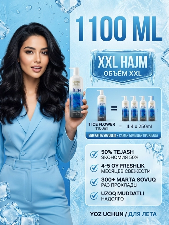 Doctor Fresh Professional shampuni, barcha turdagi sochlar uchun, 1100 ml