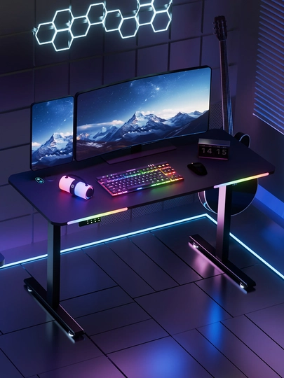 Elektron Geming Carbon stol 120–140 sm, RGB yoritishli zamonaviy gaming stol 15