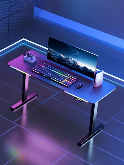 Игровой стол Elektron Geming Carbon 120–140 см, с RGB-подсветкой — OMONBOY-GAMINGSTOL-ЧЕРН-140