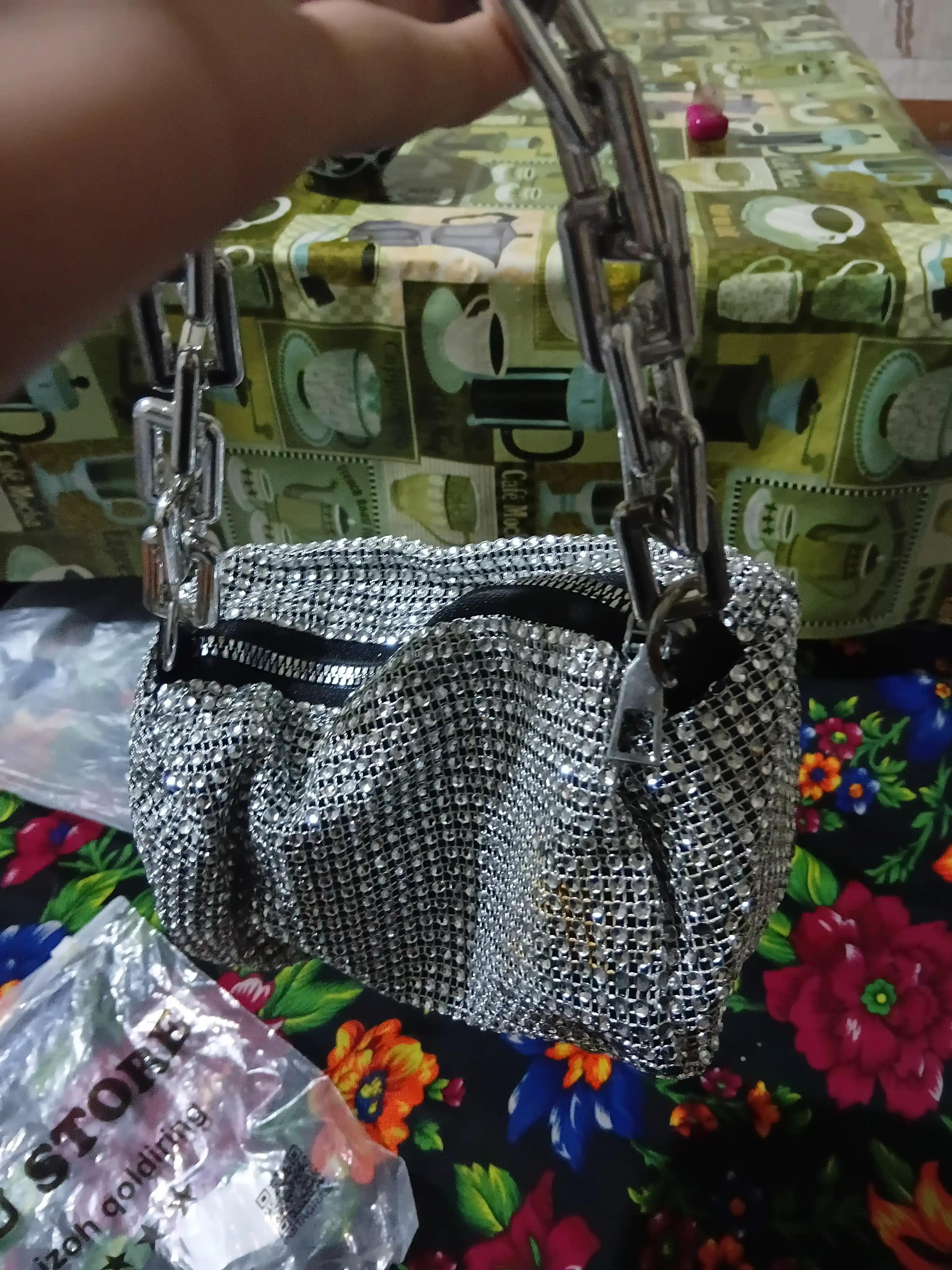 Женская сумка через плечо, повседневная, с блестящими камнями