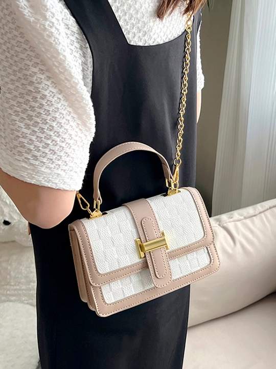 Sumkasi ayollar yelka crossbody, qora katakli, uzun tasma, kundalik
