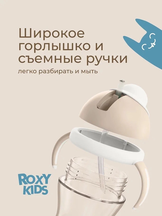 ROXY-KIDS To‘kilmaydigan ichimlik idishi, bolalar uchun naychali butilka 200 ml