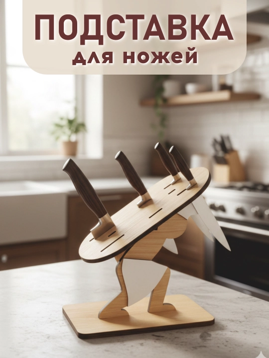 Подставка для ножей, 10 × 15 × 25 см, материал: дерево - 