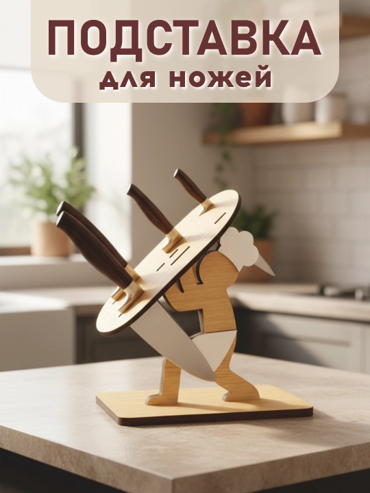 Подставка для ножей, 10 × 15 × 25 см, материал: дерево - 