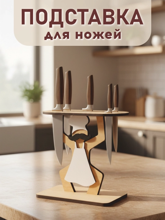 Подставка для ножей, 10 × 15 × 25 см, материал: дерево - 