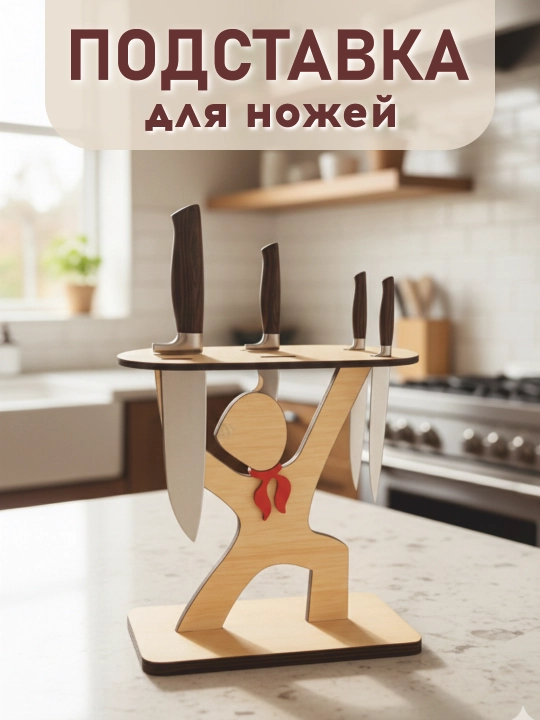 Подставка для ножей, 10 × 15 × 25 см, материал: дерево - 