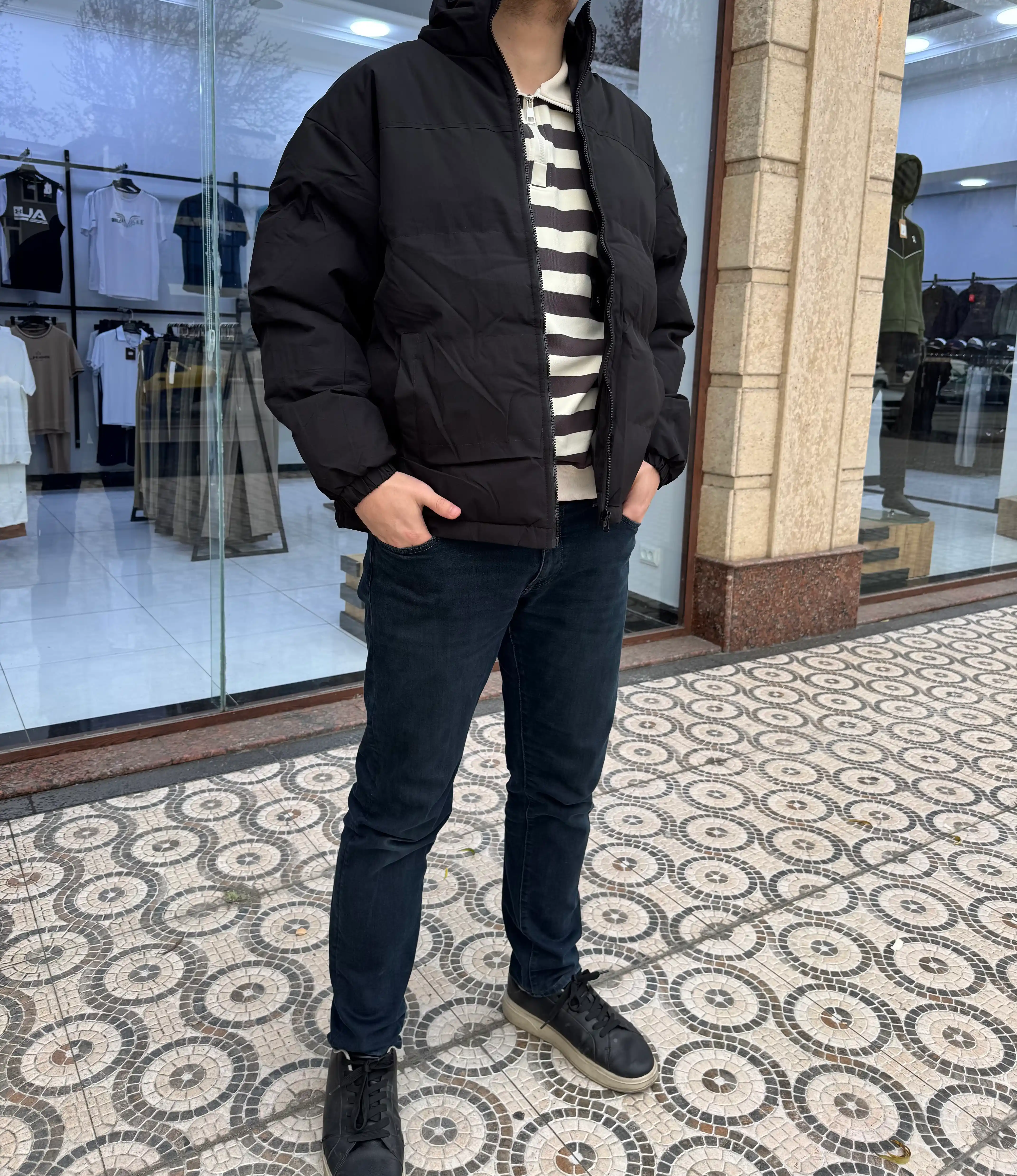 Qishki isitilgan kurtka, erkaklar va ayollar uchun