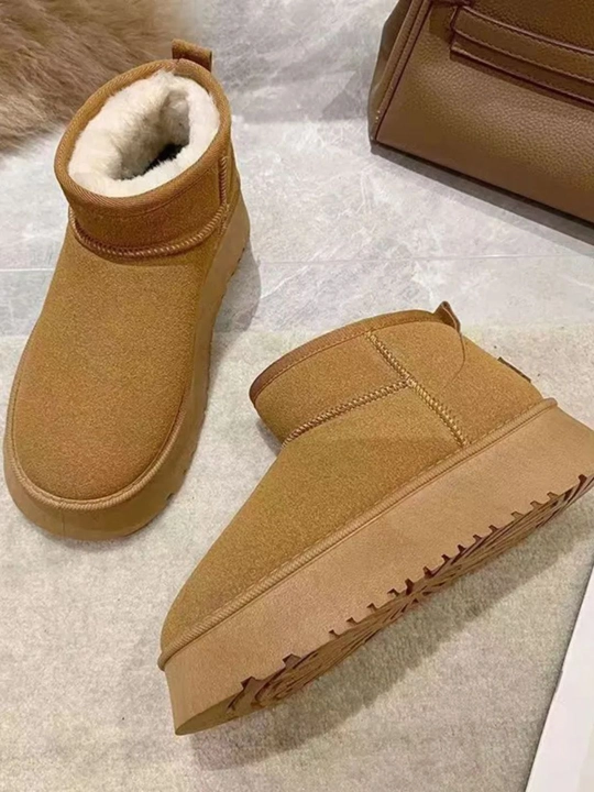 Женские сапоги UGG, замшевые сапоги UGG с мехом, сапоги UGG на толстом каблуке - 