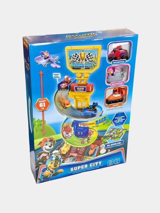 Paw Patrol avtomobili to'plami: qutqaruv bazasi, avtoturargoh, patrul avtomobili