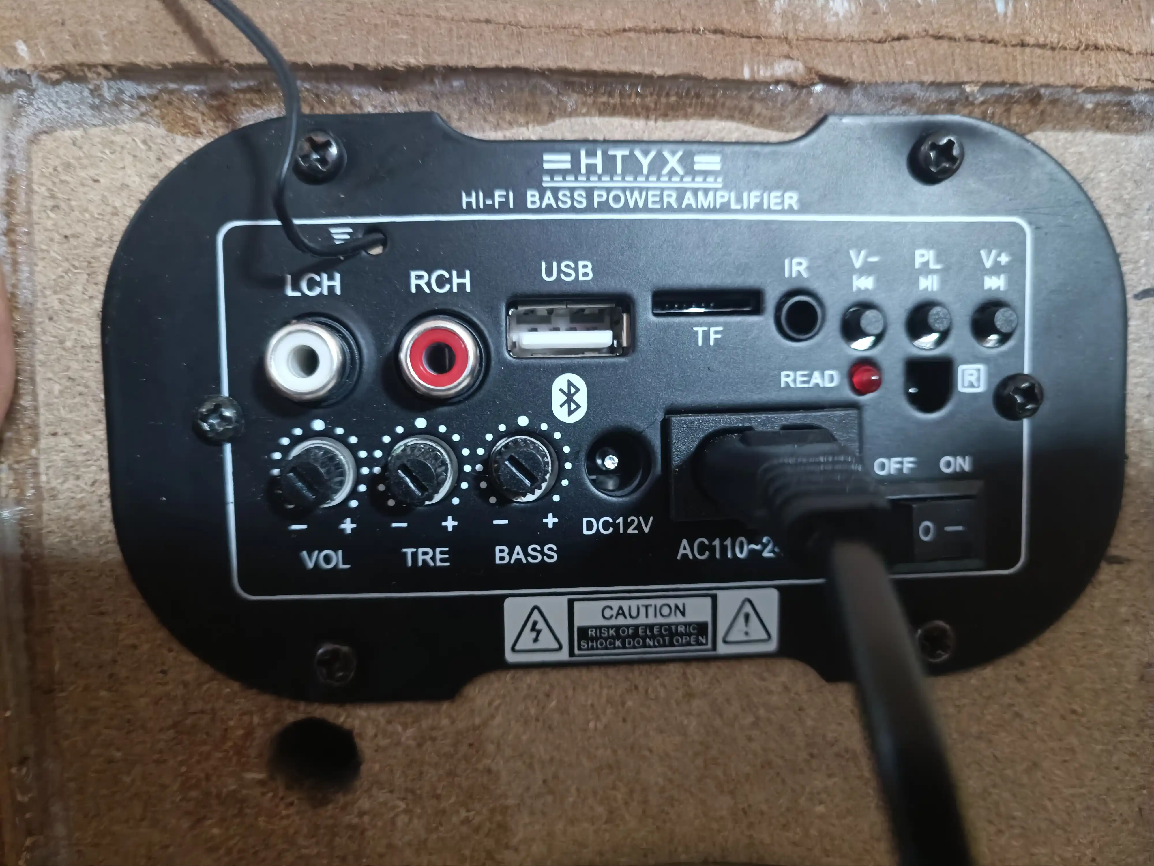 HI-FI BASS — Bluetooth усилитель 1.1 канала, USB, TF, AUX, FM, питание 12В/220В, 30Вт