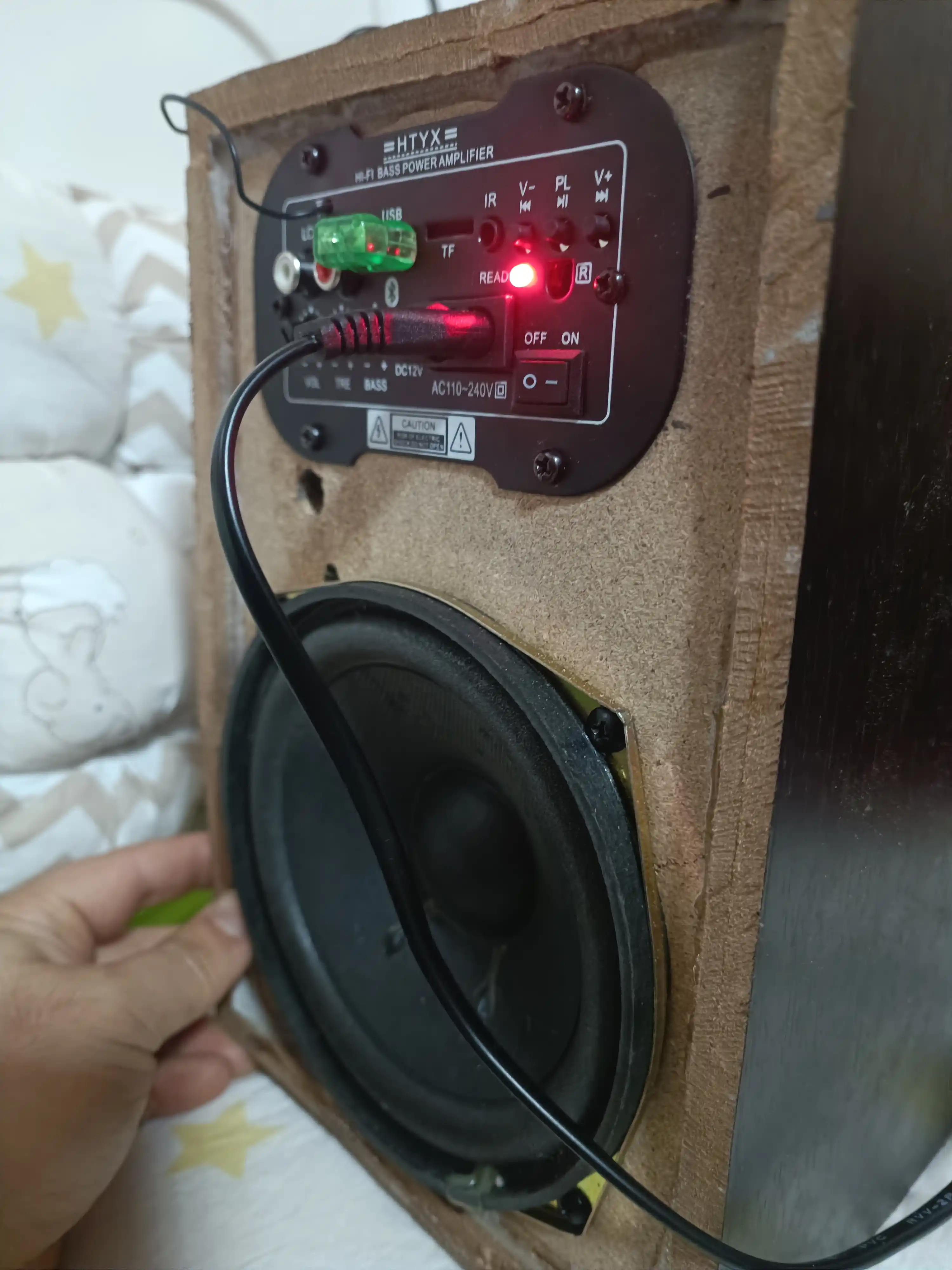 HI-FI BASS — Bluetooth усилитель 1.1 канала, USB, TF, AUX, FM, питание 12В/220В, 30Вт