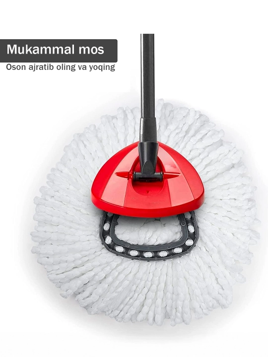 Spin MOP Turbo Smart chelak shvabra, aylanadigan, nam tozalash uchun, mikrofiberli