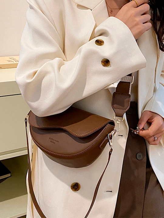 Sumka ayollar uchun, yarim doira shaklli PU eko charm, sozlanadigan tasma bilan