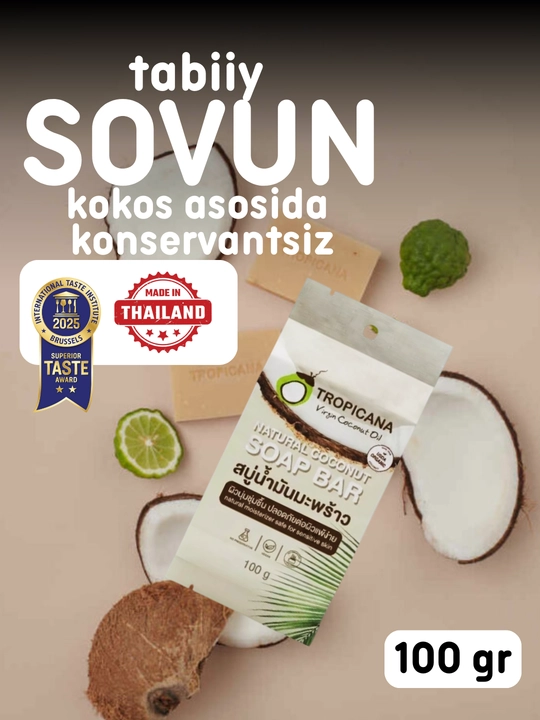 Tropicana tabiiy kokosli sovuni, konservantlarsiz, 100 gr - 