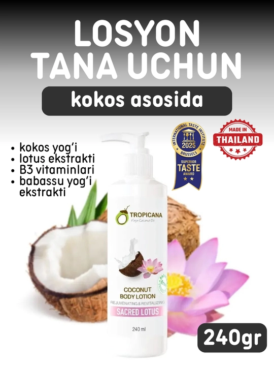 Tana uchun Tropicana kokos asosli losyoni, tana uchun kokos losyoni, 240 ml, gul - 