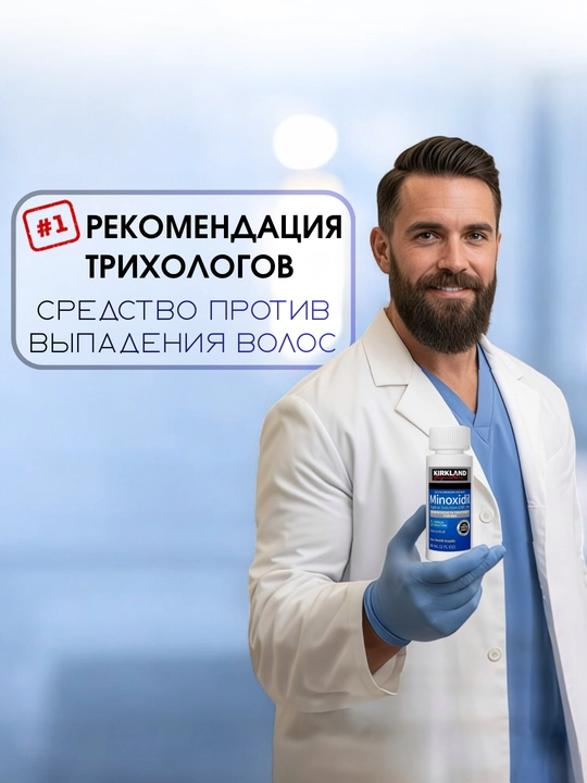 Soch va soqol o'stirish uchun minoksidil Kirkland Minoxidil 5%, 60 ml