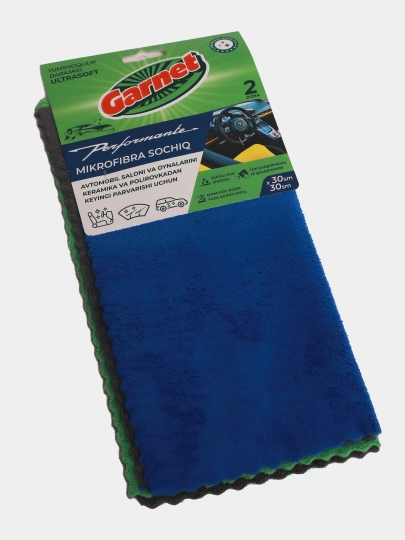 Tozalash va avtomobil uchun Garnet mikrofibra sochiq, 30x30 sm o'lchamda, to'plamda 2 dona