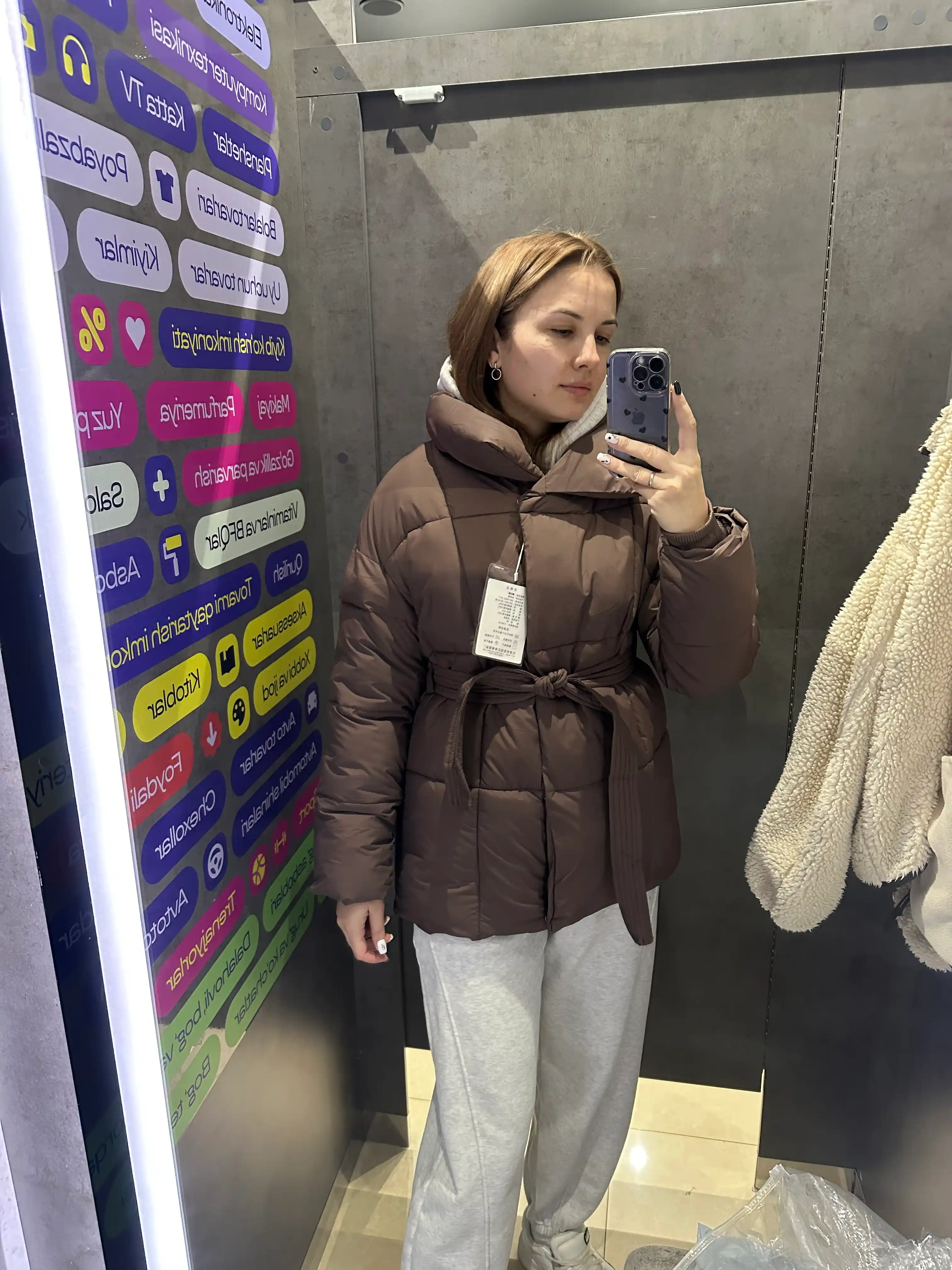 Kurtkalar ayollar uchun, qishki kurtkasi  belbogʻli Elly Fashion, issiq qishki kurtka