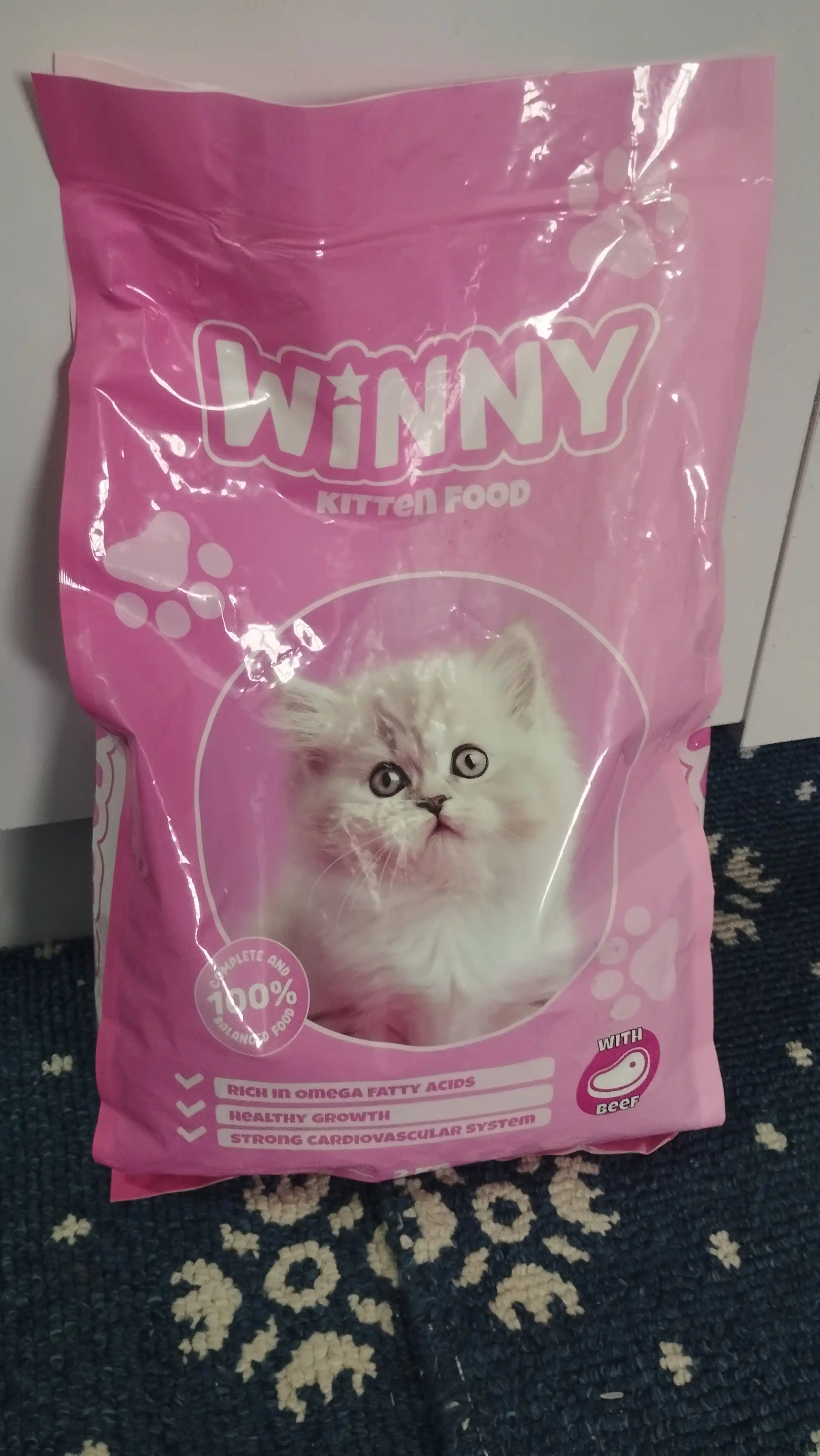 Сухой корм для котят с говядиной Winny , 2кг,10кг, (1-12 месяцев)