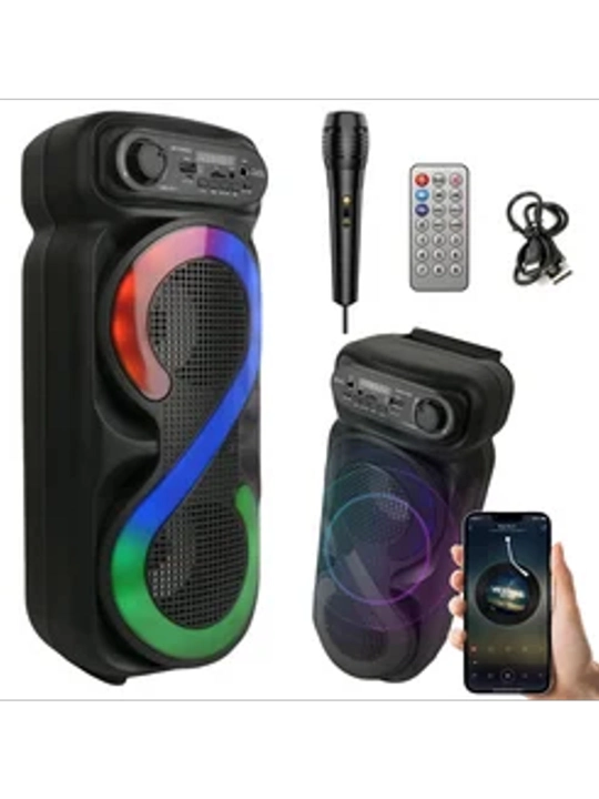 ZQS 4290. 4270.6227.6223 mikrofonli portativ Bluetooth kolonka, yorqin LED chiroqlar bilan - 