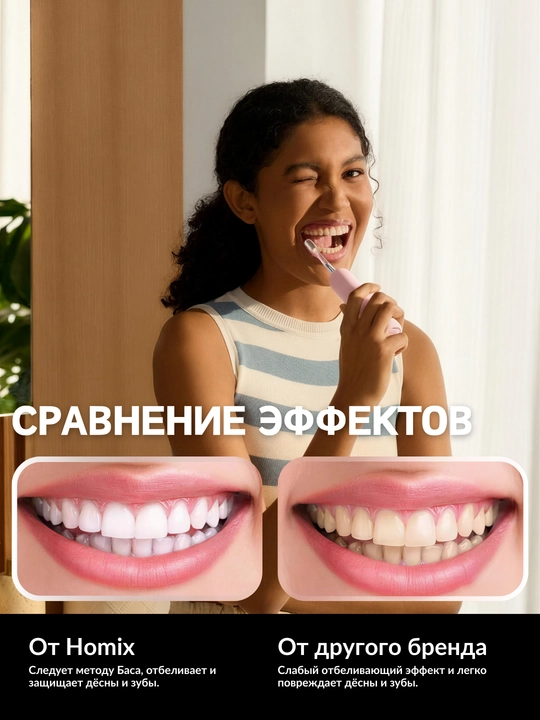 Ikki tebranish texnologiyasiga ega Homix elektr tish cho‘tkasi, bolalar va kattalar uchun