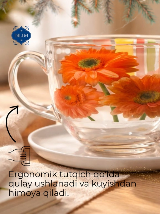 Shisha krujka, 300 ml, issiqqa chidamli, ergonomik tutqichli, choy va qahva uchun