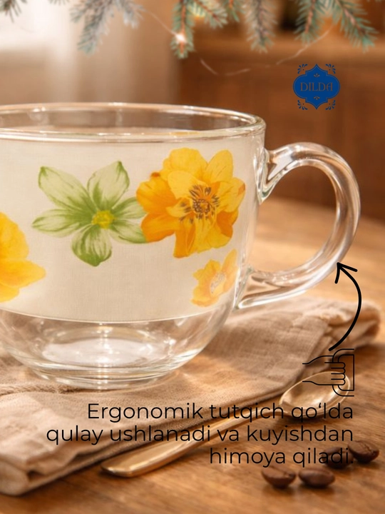Shisha krujka, 300 ml, issiqqa chidamli, ergonomik tutqichli, choy va qahva uchun