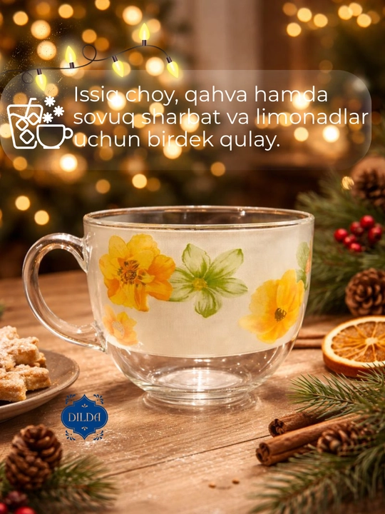 Shisha krujka, 300 ml, issiqqa chidamli, ergonomik tutqichli, choy va qahva uchun