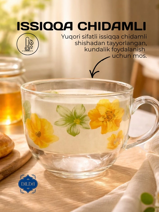 Shisha krujka, 300 ml, issiqqa chidamli, ergonomik tutqichli, choy va qahva uchun