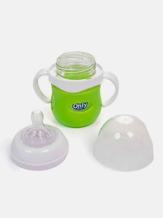 Bolalar uchun oziqlantirish uchun shisha antikol shishasi, qopqog‘i va tutqichlari bilan, 120, 240 ml