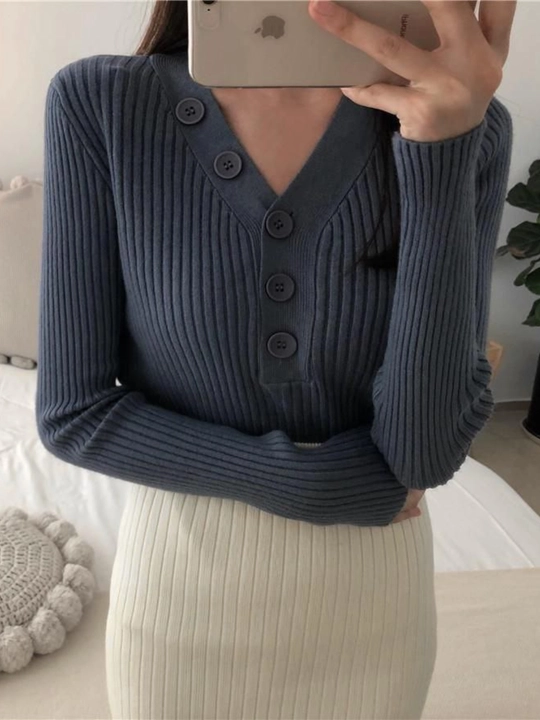 Kuzgi, qishki, bahorgi ayollar sviterlari, standart o‘lchamlarda, tugmali