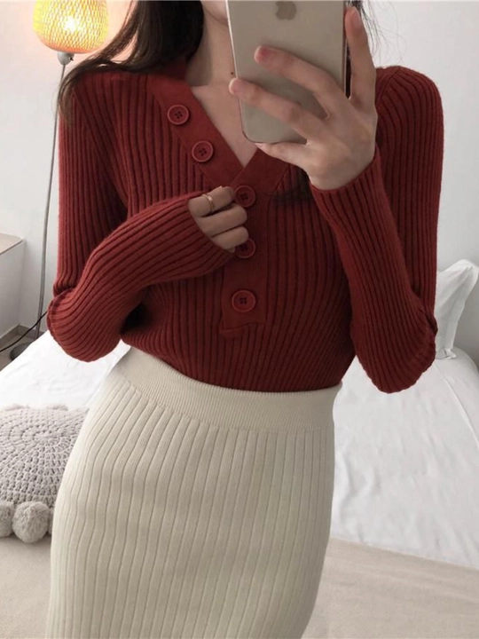 Kuzgi, qishki, bahorgi ayollar sviterlari, standart o‘lchamlarda, tugmali