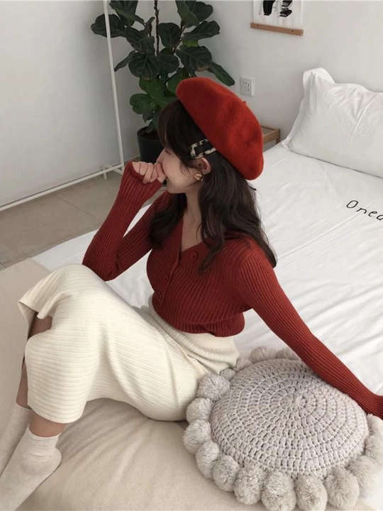 Kuzgi, qishki, bahorgi ayollar sviterlari, standart o‘lchamlarda, tugmali