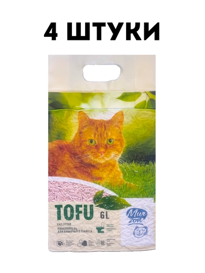 Наполнитель для кошачьего туалета Murzon Тофу, без запаха, 2,5 кг, 6 л - 4 штуки