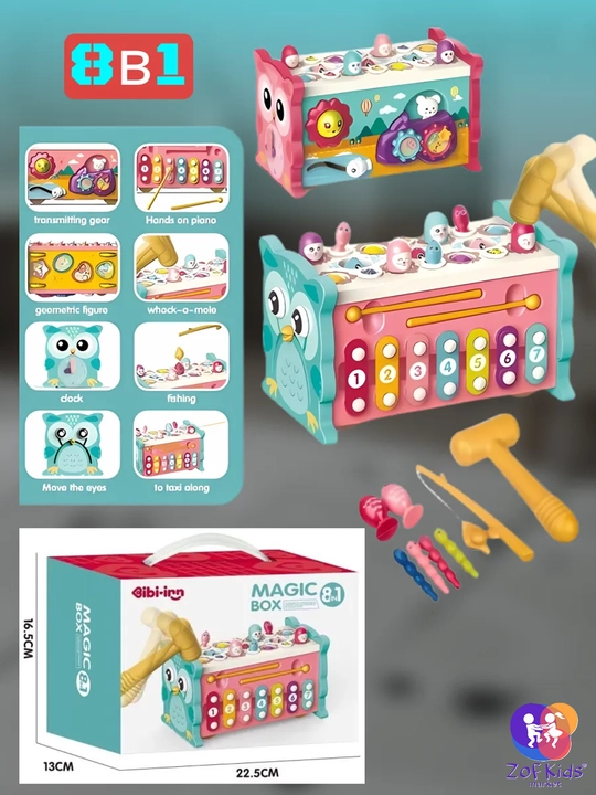 Montessori usuli bo'yicha o'quv bolalar o'yinchog'i, 8 dan 1 gacha, taqillatuvchi, burama