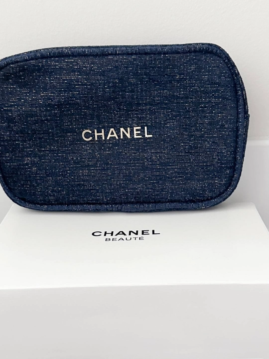 Chanel ayollar bo'yanish sumkasi, bo'yanish sumkasi, ko'k