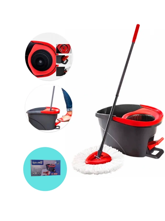 Spin MOP Turbo Smart chelak shvabra, aylanadigan, nam tozalash uchun, mikrofiberli - 