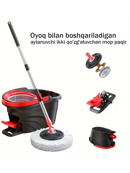Spin MOP Turbo Smart chelak shvabra, aylanadigan, nam tozalash uchun, mikrofiberli