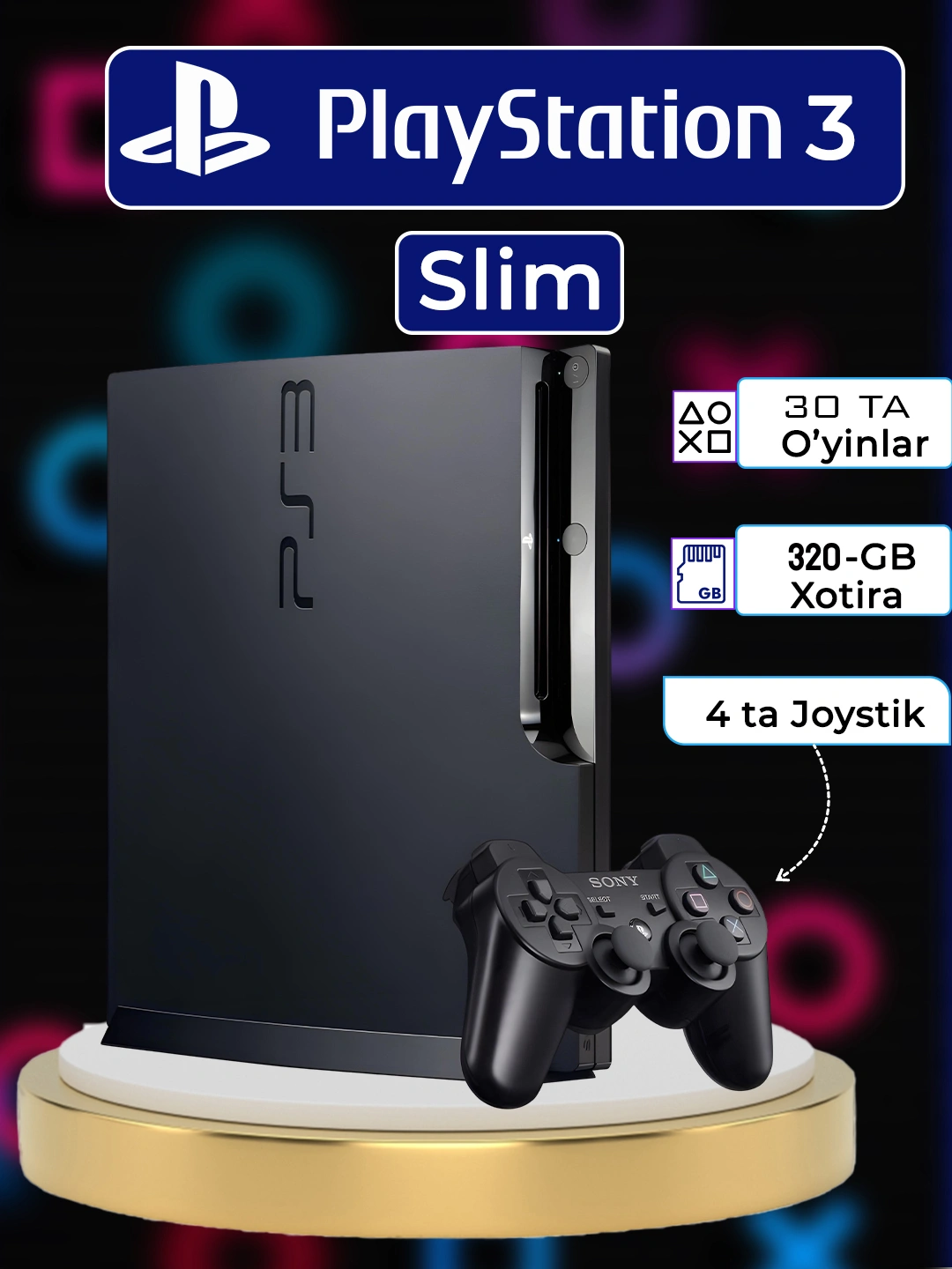 Игровая консоль PS3 Sony Playstation 3 Slim с играми 4 шт, Dualshok за 3480000 сум со скидкой 61%. Uzum Market