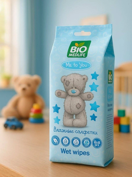Влажные салфетки "BIO MEDLIFE", мини, 8x8 шт