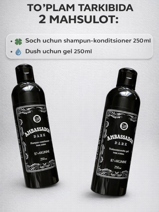 Erkaklar sovg'alari to'plami, dush uchun shampun va gel