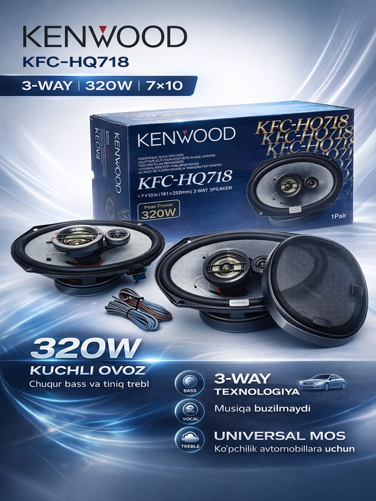 Avtomobilar uchun kolonka HQ 718 model Bass, 2 dona - 