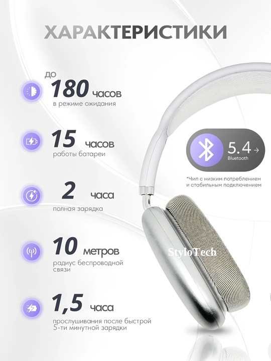 Simsiz quloqchinlar mikrofon bilan, katta to'liq o'lchamli naushniklar, Bluetooth